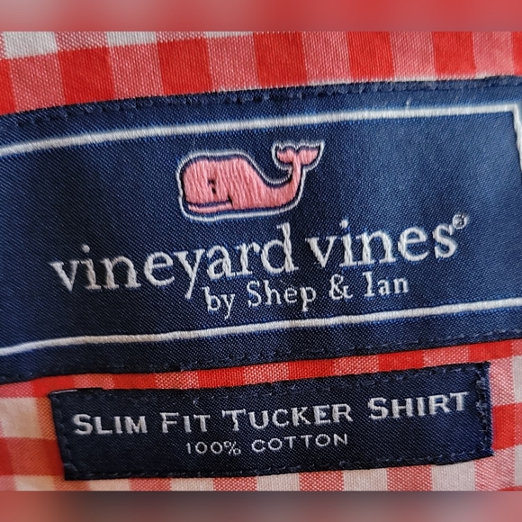 Vineyard Vines Slim Fit Tucker Shirt Red And White Checkered Button-up - Picture 4 of 7